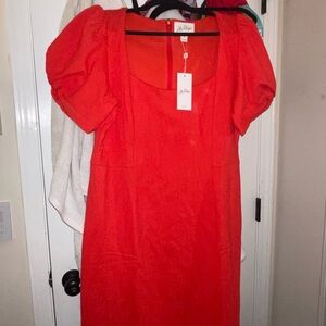 Lily Pulitzer Red Puff Sleeve Dress